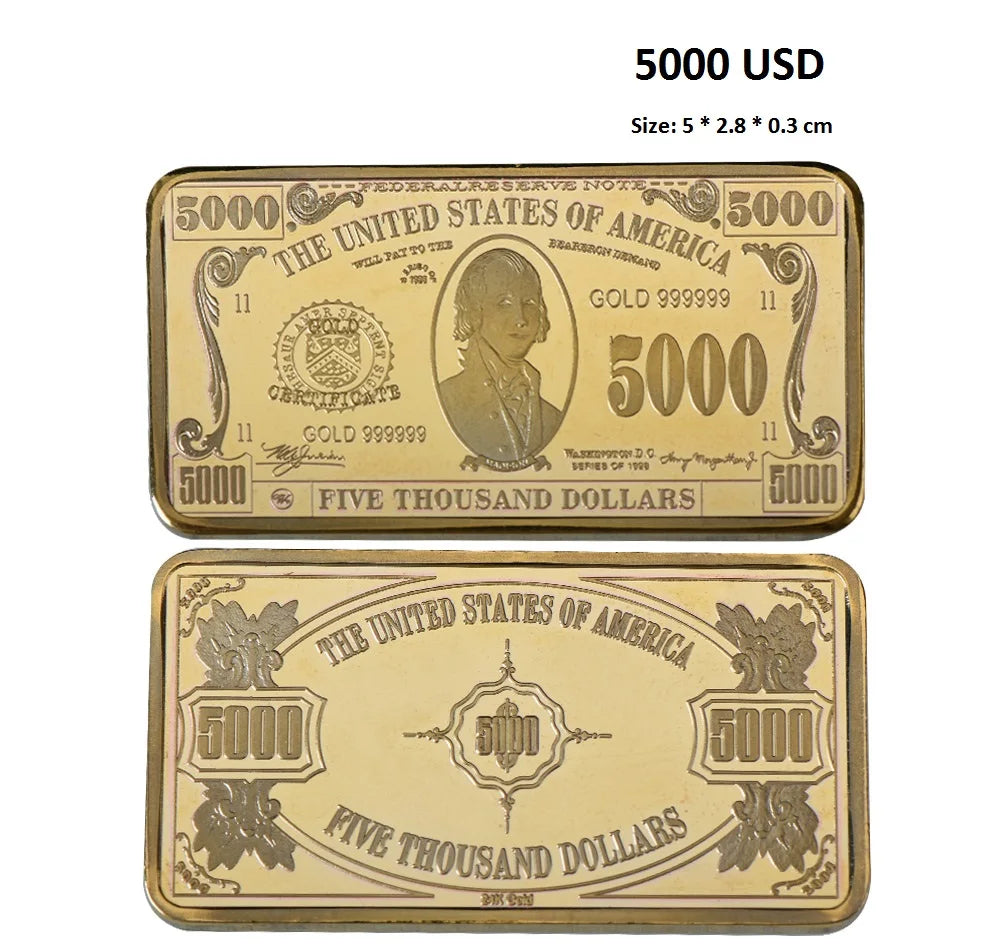 Barra Placcata Oro 24K E Argento Design Dollaro USA Moneta Souvenir Da Collezione Regalo Per Uomo