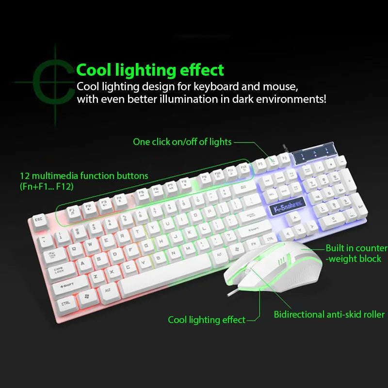 Set Tastiera E Mouse KM320 Retroilluminata Luminosa Da Gaming Impermeabile Bluetooth Per PC Laptop