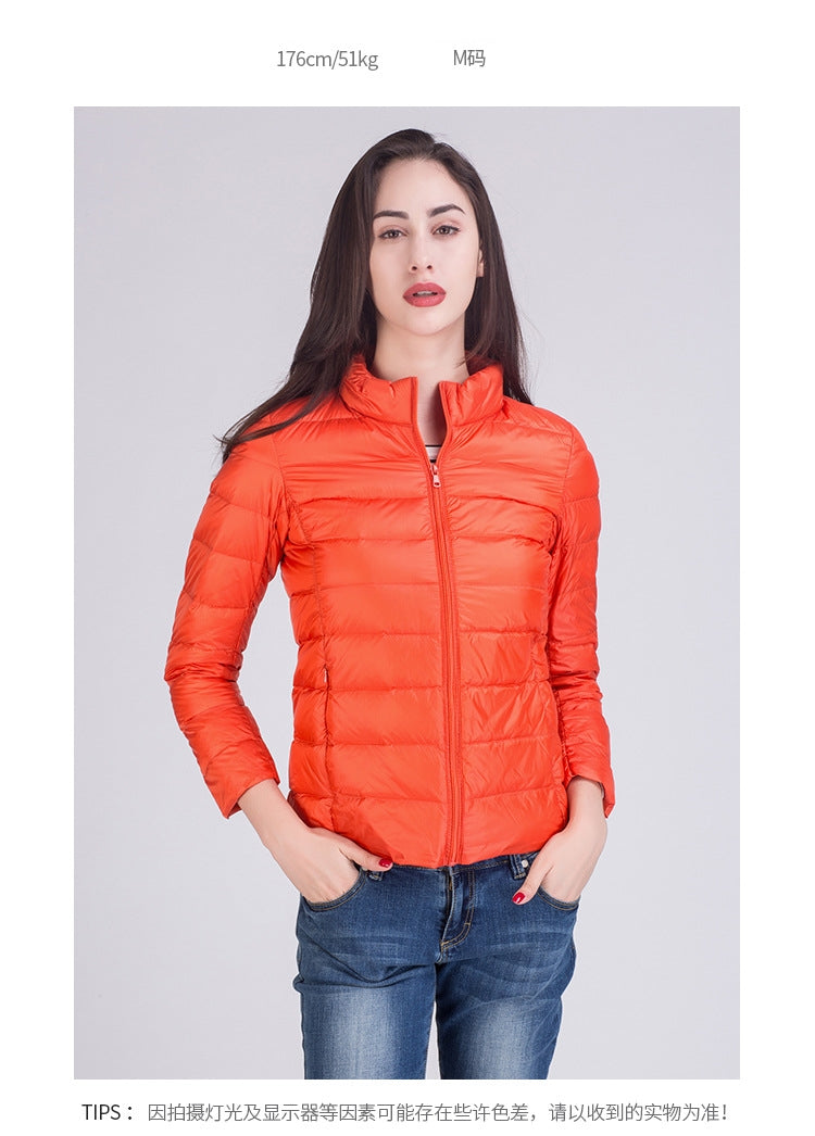 Cappotto Imbottito Femminile Ultraleggero Ripiegabile Collo Alla Coreana Slim Fit Da Ufficio 2023 Nuovi Arrivi