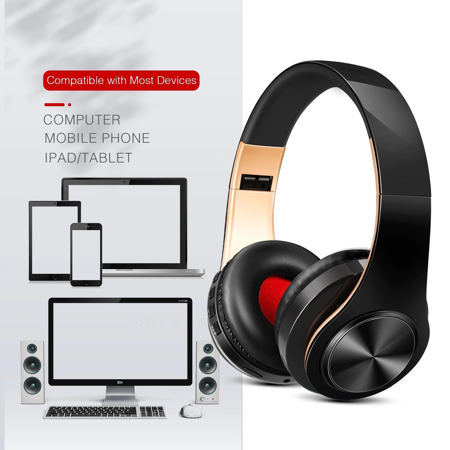 Cuffie Wireless Dorate Bluetooth con Microfono Incorporato Auricolare Stereo Universale per Android e iOS Regalo da Uomo