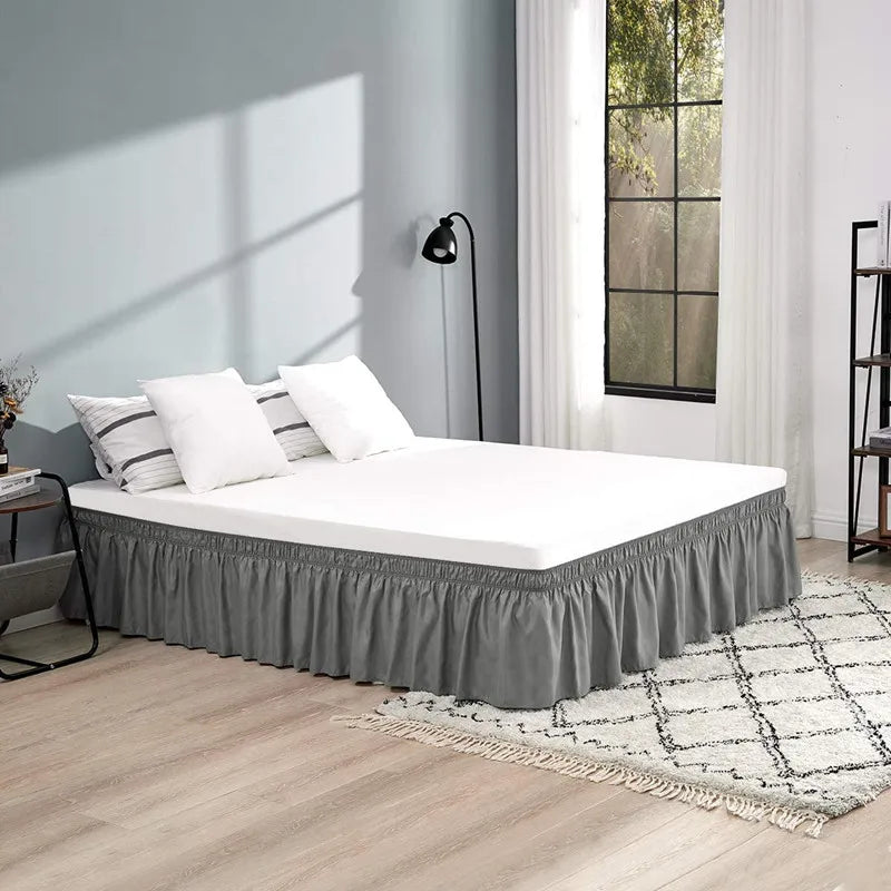 Gonne Da Letto Avvolgenti Con Volant Per Letti Queen In Tessuto Resistente Alle Pieghe Elastico Regolabile Facile Da Montare