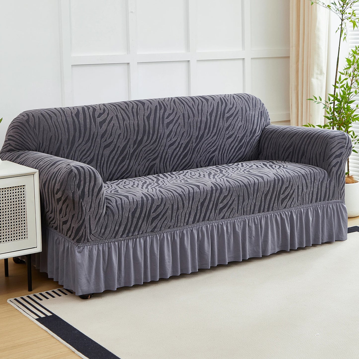 1pc Gonna Onda Cationica Copridivano Fodera per Divano Jacquard Elastico All-inclusive Protezione per Divano Regolabile Antiscivolo Universale