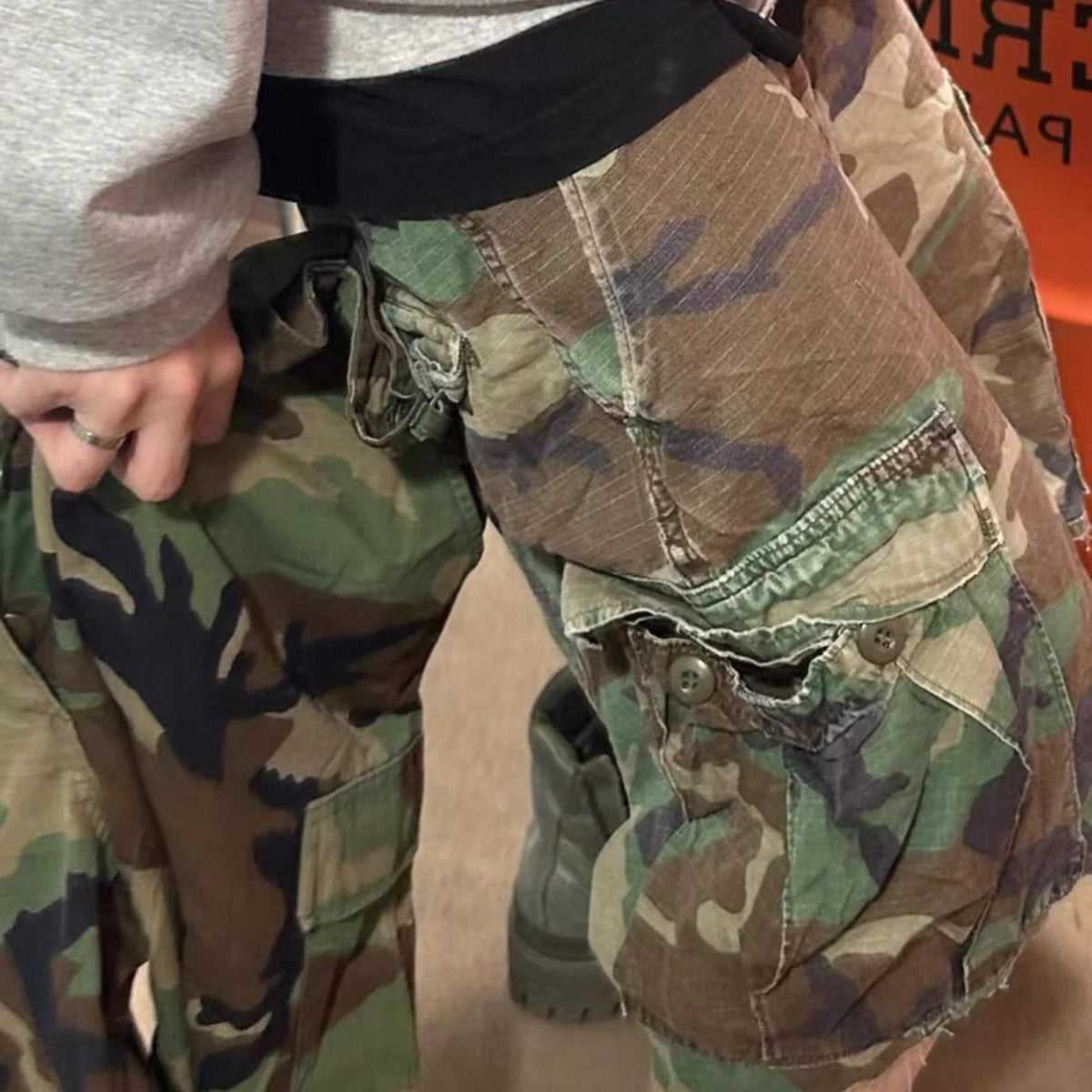 Pantaloncini Corti Cargo Mimetici M65 Silhouette Da Uomo Estivi Larghi Patchwork A Gamba Larga Oversize