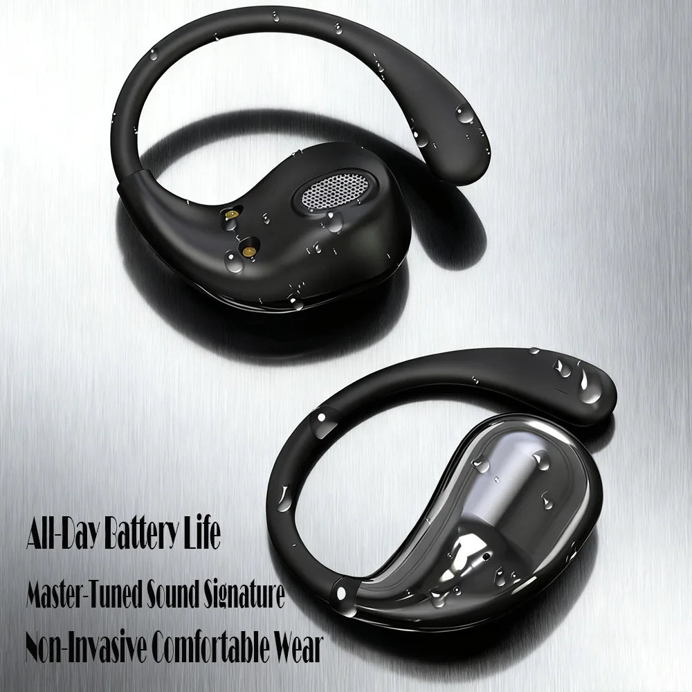 Cuffie Wireless Bluetooth Con Gancio Per L Orecchio Auricolari Stereo Impermeabili Display LED Controllo Touch