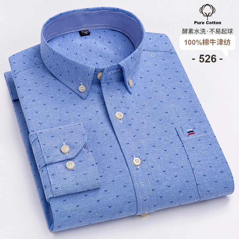 Camicia Da Uomo In Cotone Oxford A Quadri Maniche Lunghe Vestibilità Regolare Con Tasca Frontale