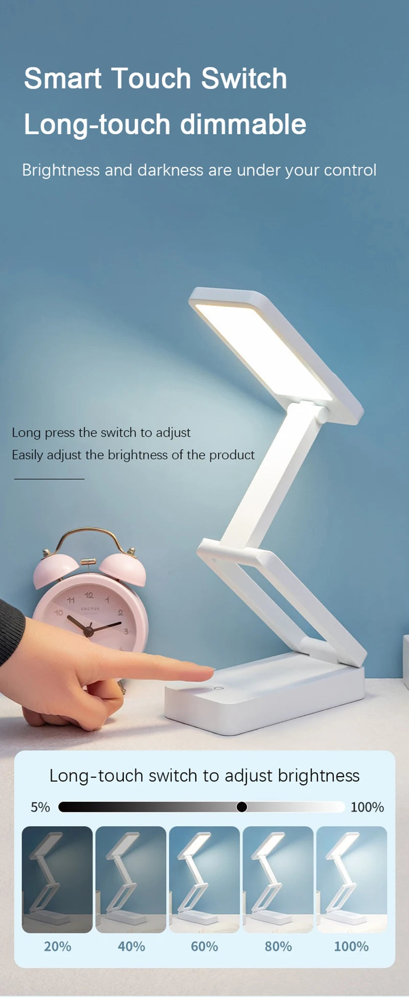 Lampada Da Scrivania LED Pieghevole Con Batteria Ricaricabile Protezione Degli Occhi Per Portatile Grandi Dimensioni