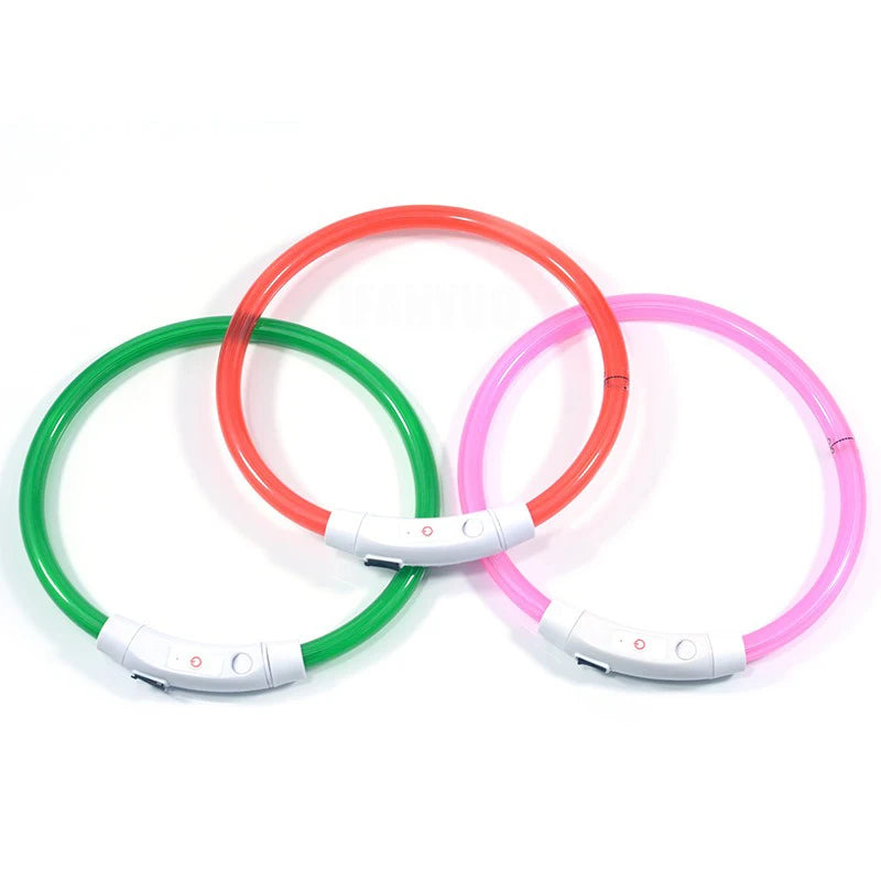 Collare Di Ricarica Luminoso Per Cani A 3 Modalità USB LED Staccabile Anti Smarrimento Notturno