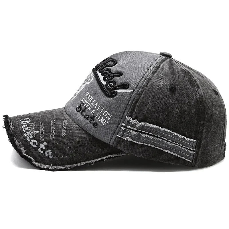 Berretto Baseball Unisex Cotone Lavato Ricamo Testa di Mucca e Lettera Vintage Protezione Solare Uomo Donna
