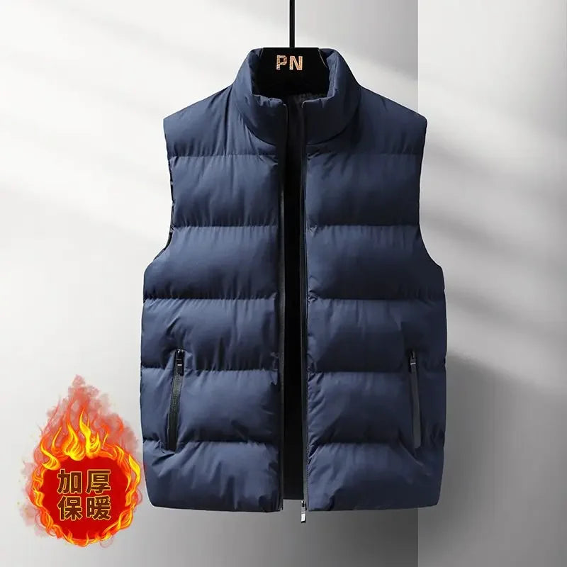 Gilet Invernale Da Uomo Con Cerniera Senza Maniche Imbottito In Cotone Leggero Colletto Alla Coreana Di Tendenza