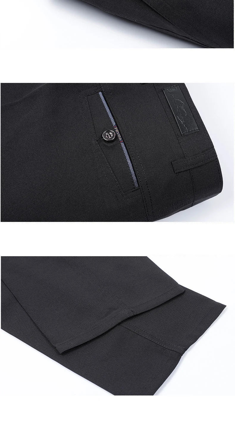 Pantaloni Da Uomo Vita Alta Dritti Per Business Casual Estivi Autunnali Spessi Taglie Forti 28 40