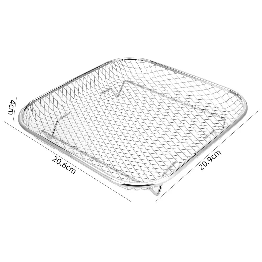 Friggitrice Ad Aria Cremagliera Impilabile Griglia Cestino In Acciaio Inox Antiaderente Per Air Fryer Vassoio