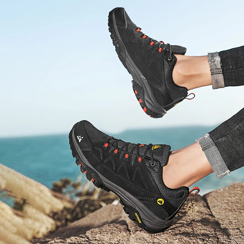 Hikeup Scarpe Da Uomo In Pelle Impermeabili Da Lavoro Invernali Antiscivolo Lusso Moda Stivali Da Uomo