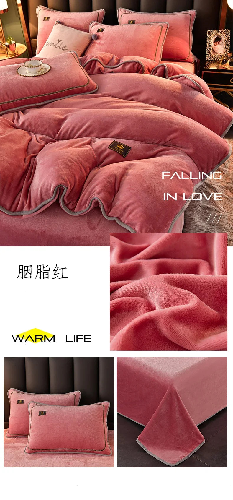 Set Di Biancheria Da Letto In Pile Di Latte Ultra Spesso Queen Size Copripiumino Invernale Caldo Di Fascia Alta