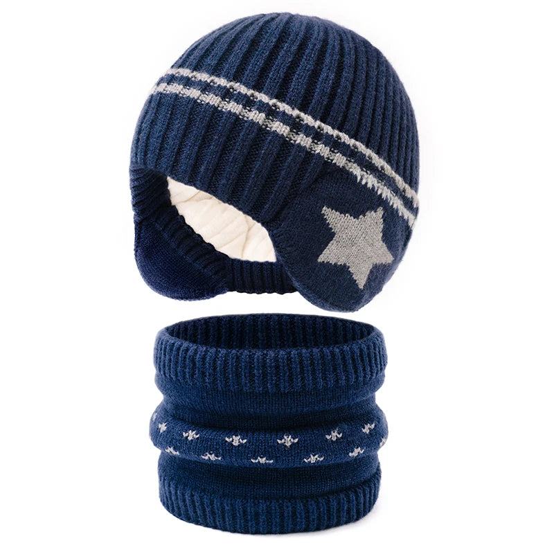 Set Cappello E Sciarpa Per Bambini 3 12 Anni Due Pezzi Inverno Autunno Antivento Con Protezione Orecchie Stile Lei Feng