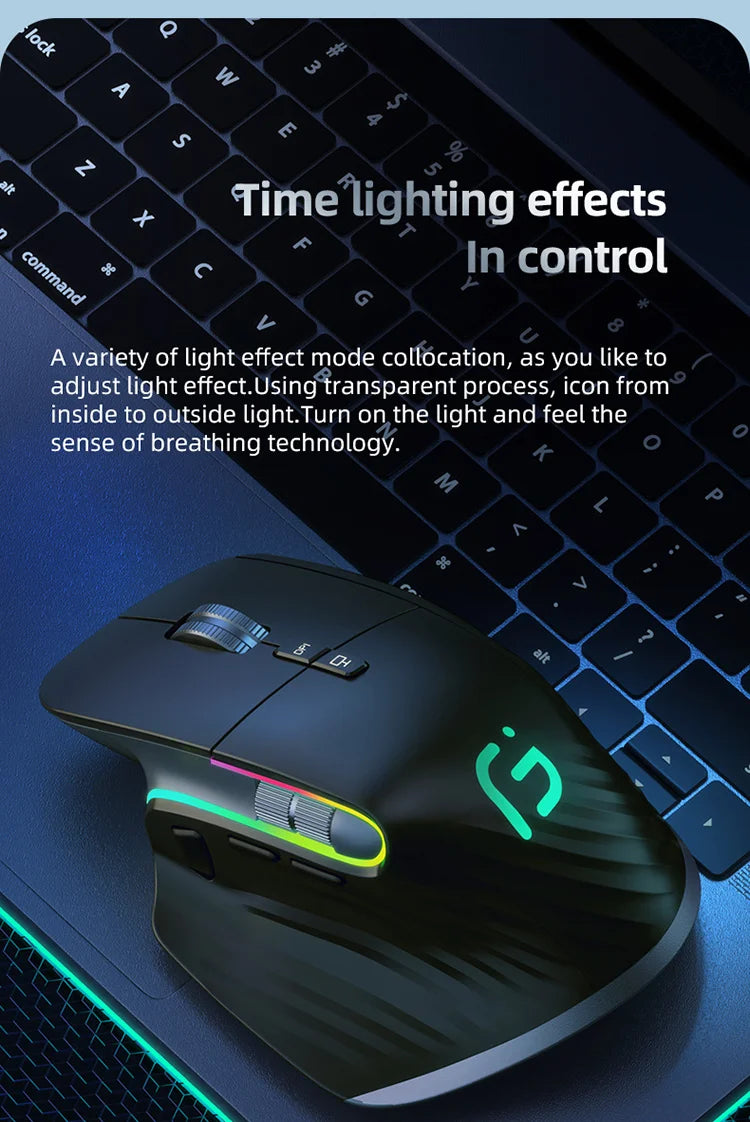 Mouse Wireless Multi Dispositivo Bluetooth 5.0 e 3.0 2.4G Ottico Portatile Ergonomico Per Computer Mano Destra