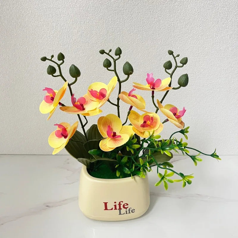 Orchidea Artificiale di Lusso in Stile Nordico con Fiore a Farfalla Vaso Decorazione Domestica Multifunzionale