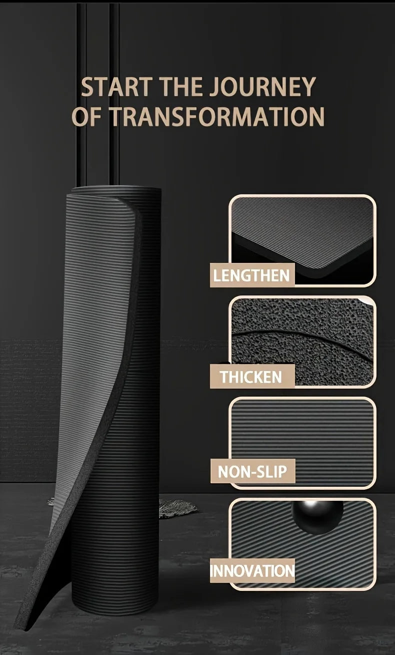 Tappetino Da Yoga NBR Spesso 15/20 Mm Antiscivolo Per Esterni 200x80 Cm Esercizio Palestra Allenamento Fitness