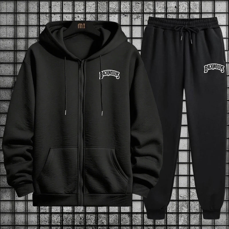 Tuta Sportiva Uomo Primavera 2026 Completo Casual Semplice e Alla Moda con Felpa Cappuccio Zip Singola Pantaloni Jogger