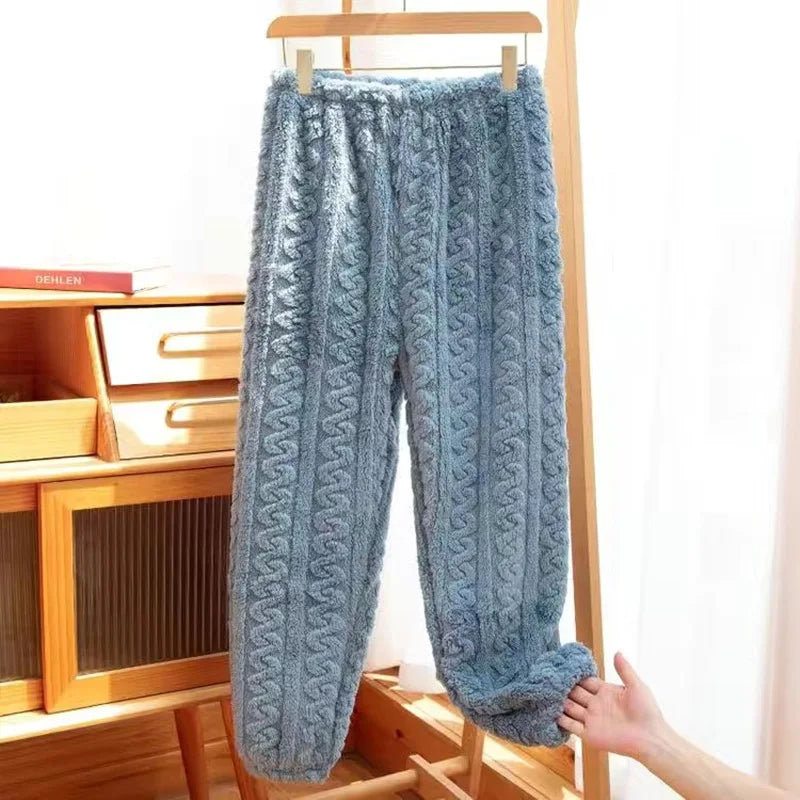 Pantaloni Da Notte Da Donna In Pile Di Corallo Peluche Caldo Autunno Inverno Pigiama Morbido E Confortevole