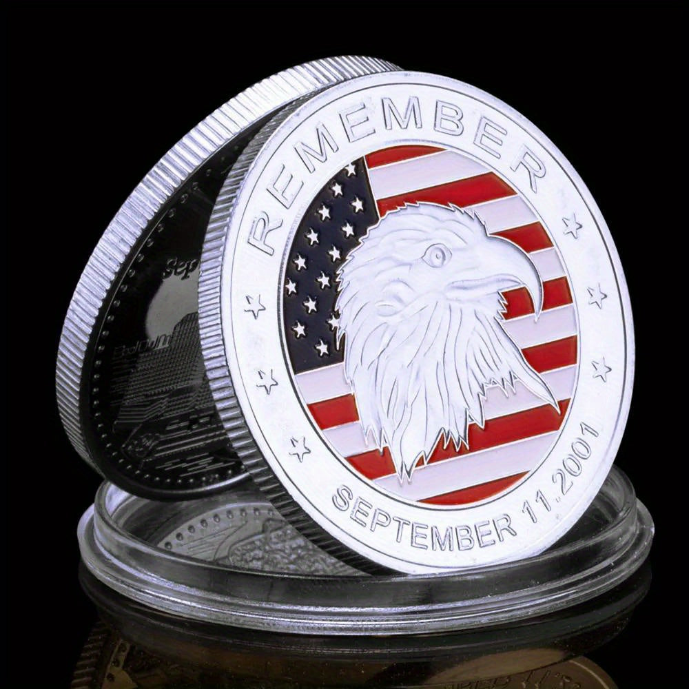 Moneta Ricordo 9.11 2001 Placcata Oro Modello Aquila Commemorativa Da Collezione Souvenir