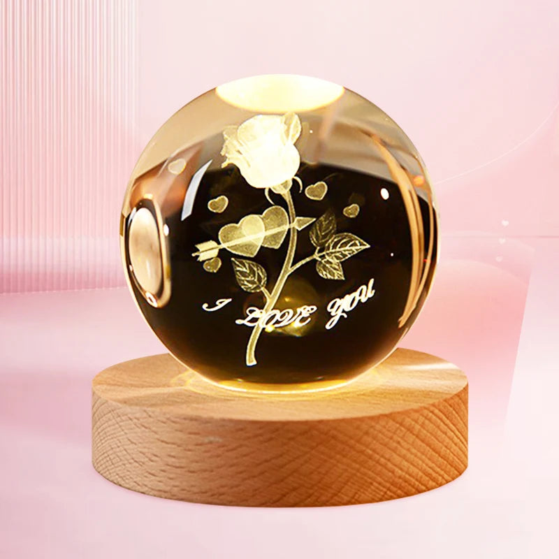 Sfera di Cristallo 3D Creativa Regalo San Valentino Rosa Per la Festa della Mamma Decorazione da Scrivania Nuvola