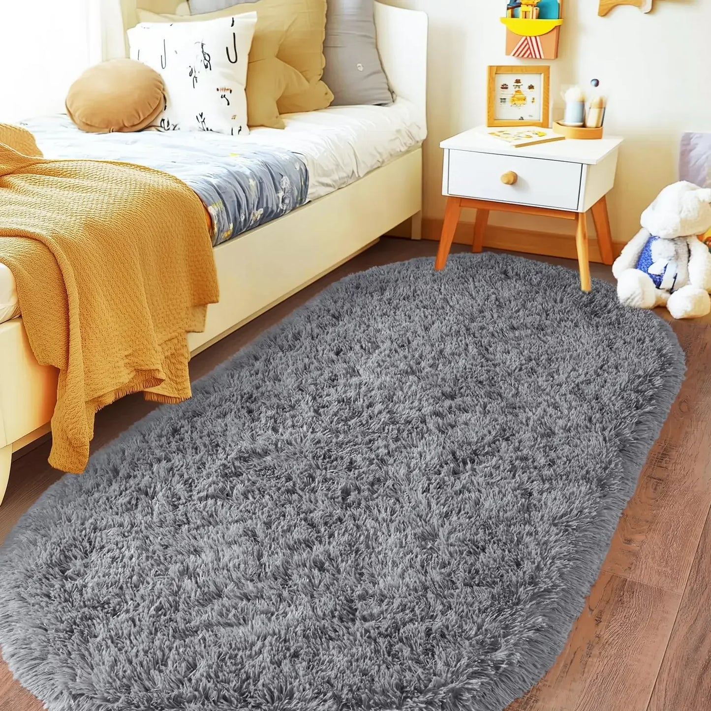 Tappeto Ovale Tinta Unita Vikama Morbido Antiscivolo Per Ingresso Corridoio Camera Da Letto Comodino Decorazione Casa
