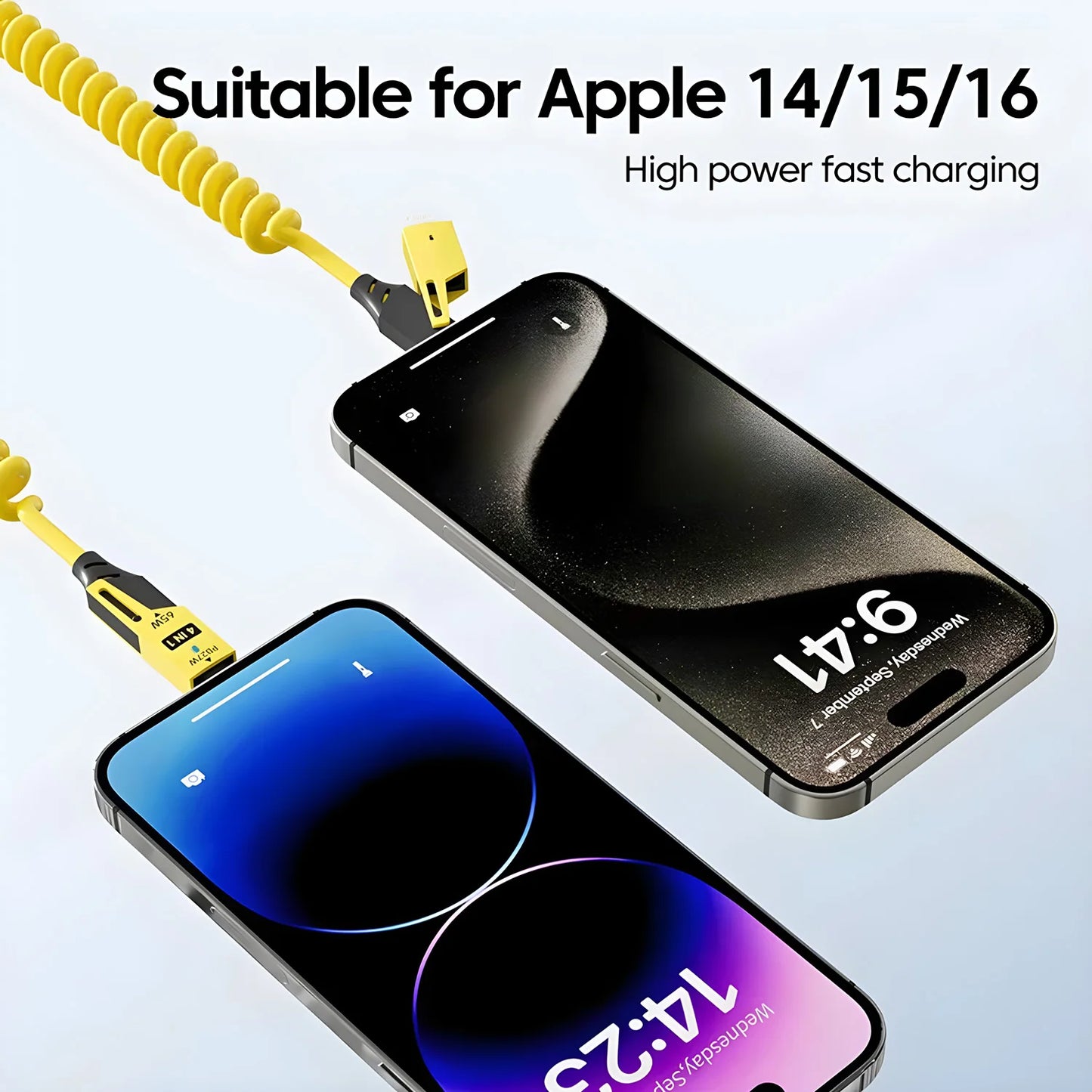 Cavo USB A Molla 4 In 1 Per Caricabatterie Rapido Da 65 W Tipo C 6A Per iPhone iPad MacBook Huawei
