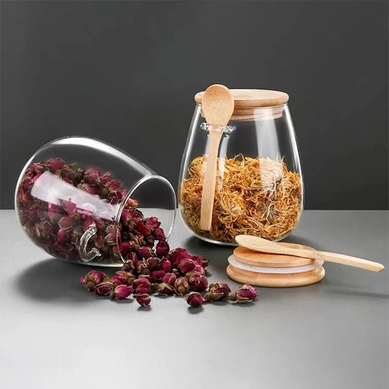 Barattolo Di Vetro Sigillato Con Coperchio E Cucchiaio Moderno Trasparente Per Spezie Zucchero Tè E Caffè In Cucina