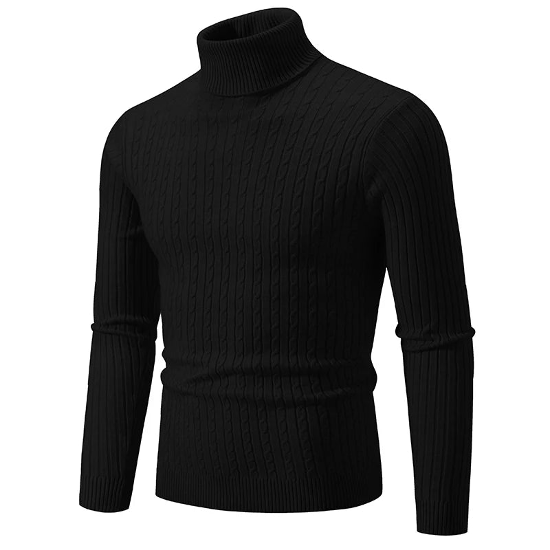 Maglione Dolcevita Uomo Lana Caldo Lavorato A Maglia Tinta Unita Inverno Casual Outdoor Top