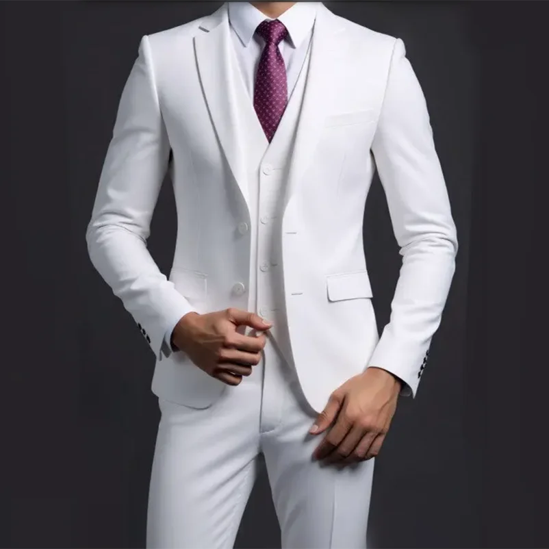 Completo Tre Pezzi Uomo Stile Britannico Elegante Per Matrimoni Cerimonie Banchetti Comfort Sobrietà Presenza