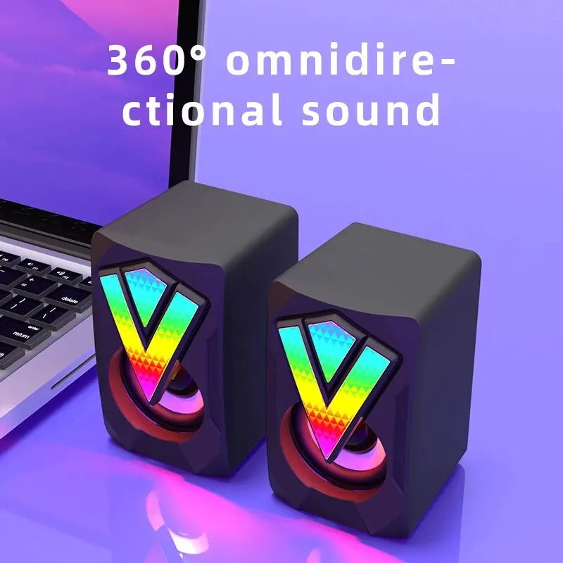 Altoparlanti Per Computer USB Cablati Con Luce LED Microfono Stereo HiFi 7.1 Canali Per PC Desktop