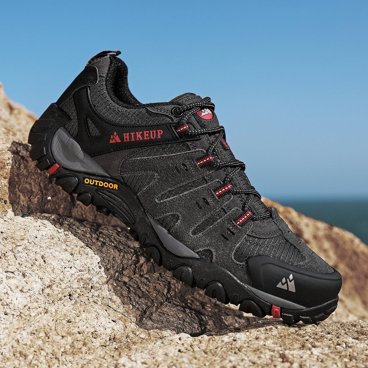 HIKEUP Scarpe Da Trekking Da Uomo In Pelle Scamosciata Impermeabili Traspiranti Esterno Resistente All Usura