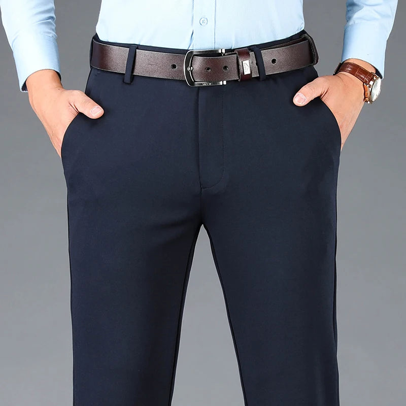 Pantaloni Da Uomo Eleganti Dritti Largi Elasticizzati Per Lavoro Casual Grandi Dimensioni Primavera Autunno