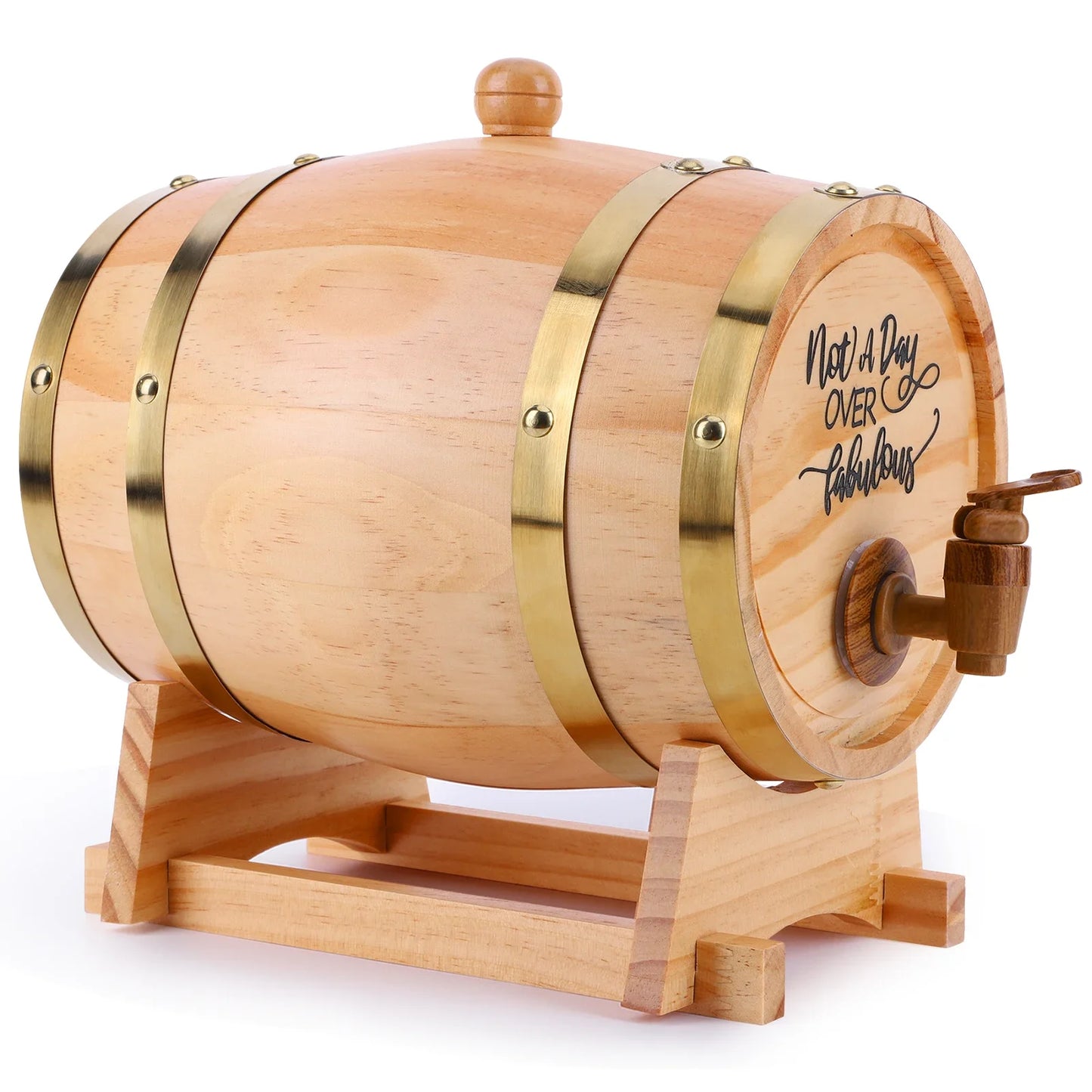 Barile In Legno Per Whisky 3L Con Tappo Rubinetto E Supporto Dispenser Per Cocktail E Appassionati
