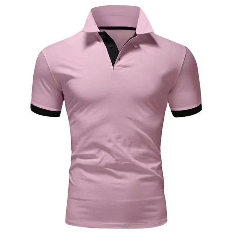 Polo Uomo A Maniche Corte Slim Fit Traspirante Antirughe Ad Asciugatura Rapida Camicia Casual