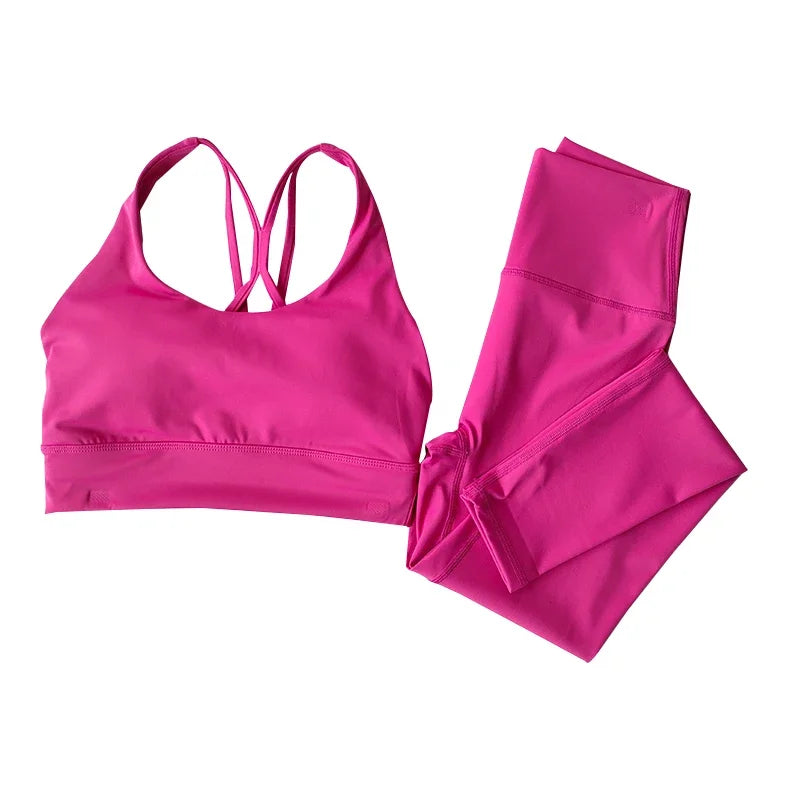 Tuta Da Yoga Donna Con Reggiseno Sportivo Fascia Alta Leggings Dimagranti Set Traspirante