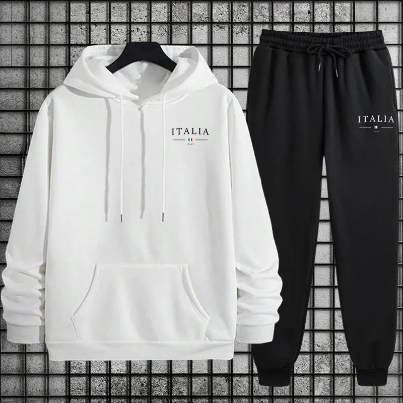 Tuta Da Uomo Di Qualità Con Cappuccio Monopezzo Felpe Con Stampa Streetwear Autunno Inverno Pantaloni