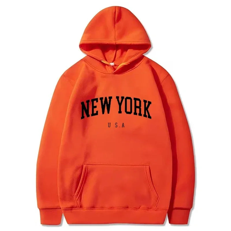 Felpe Con Cappuccio Uomo Donna New York City Stampe Lettere Grafica Casual Harajuku Pullover Abbigliamento Sportivo
