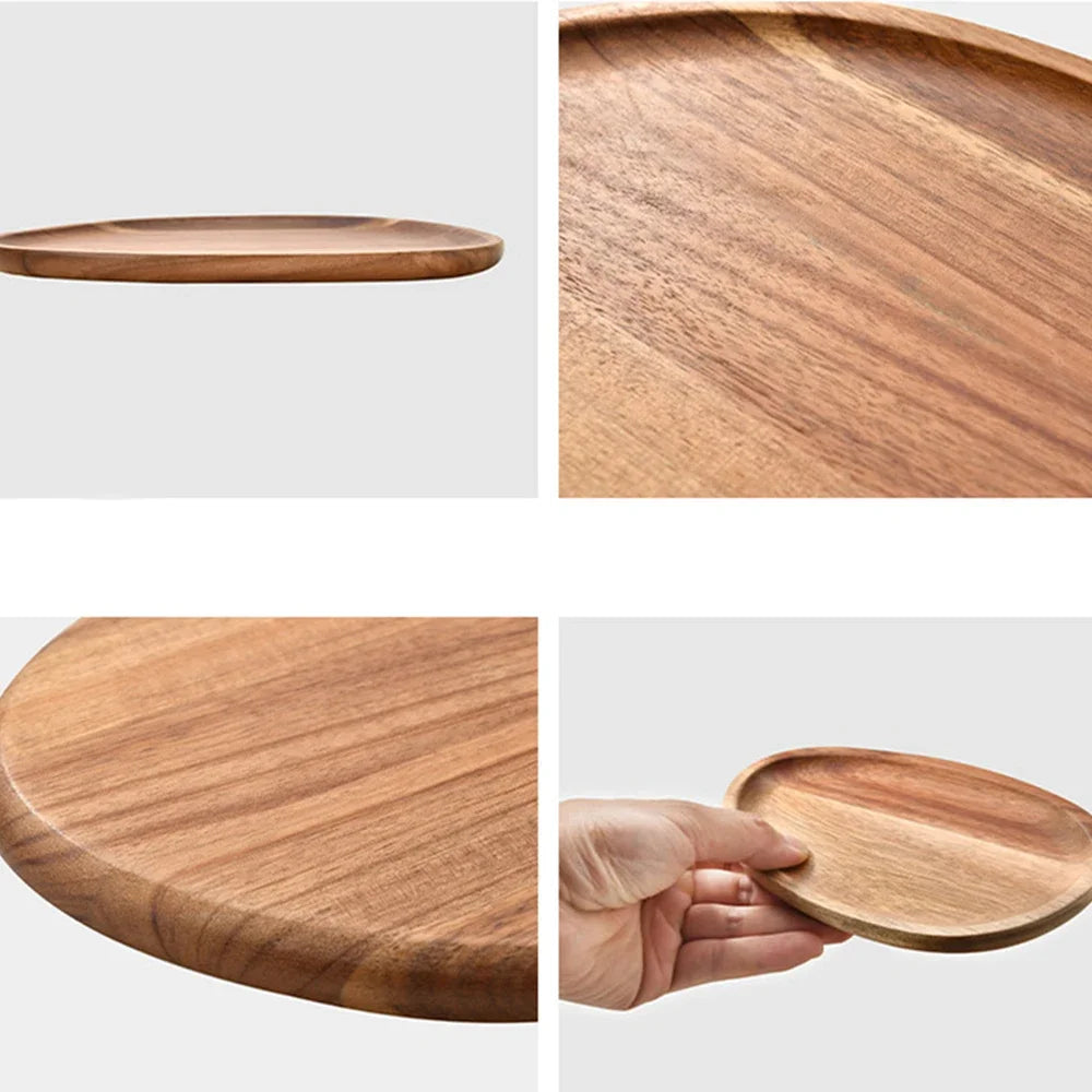 Vassoio Ovale In Legno Di Acacia Piatto Da Portata Per Bevande Teaboard Per Tè Naturale Snack