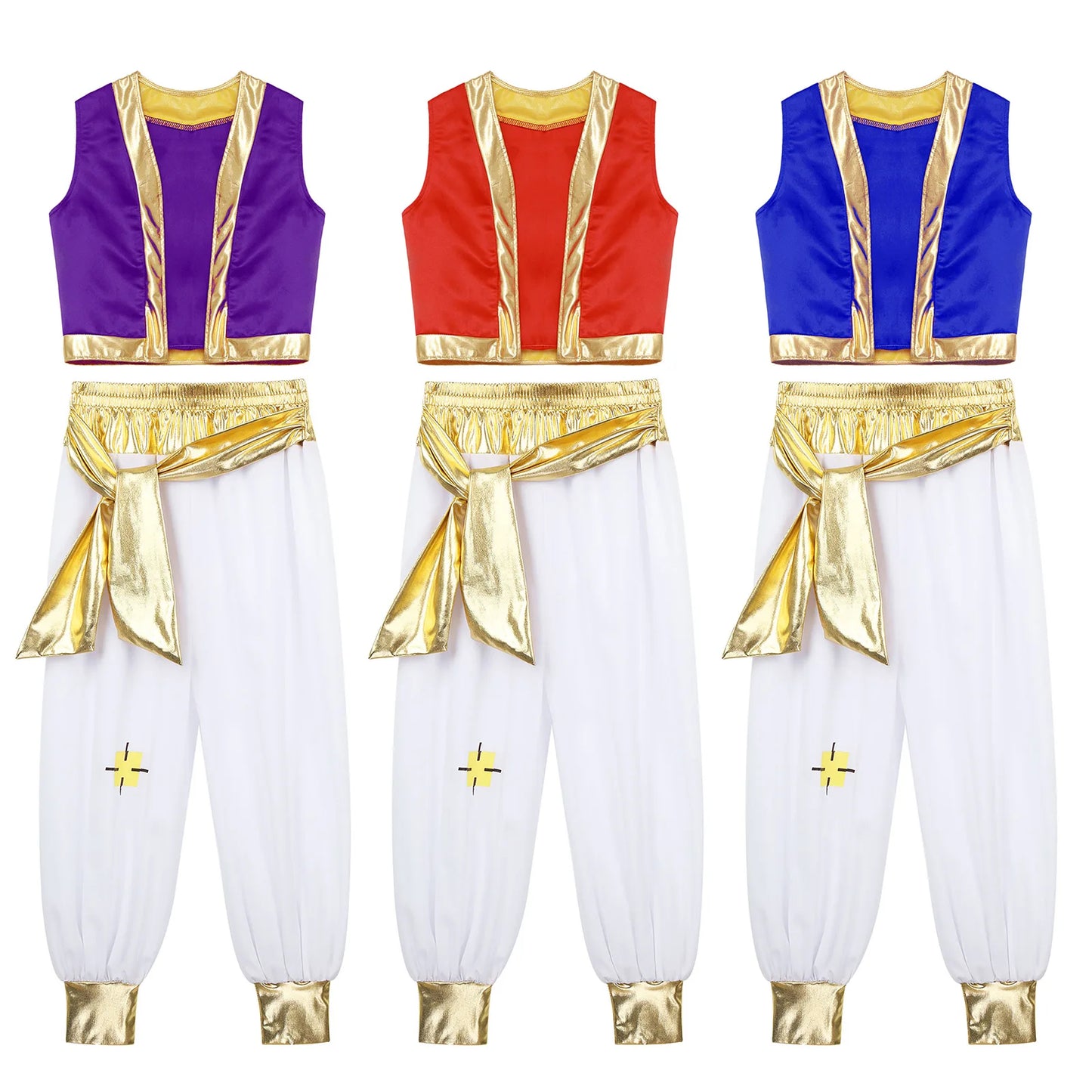 Costume Da Principe Arabo Per Ragazzi Cosplay Con Gilet E Pantaloni Harem Completo Per Halloween Carnevale Teatrali