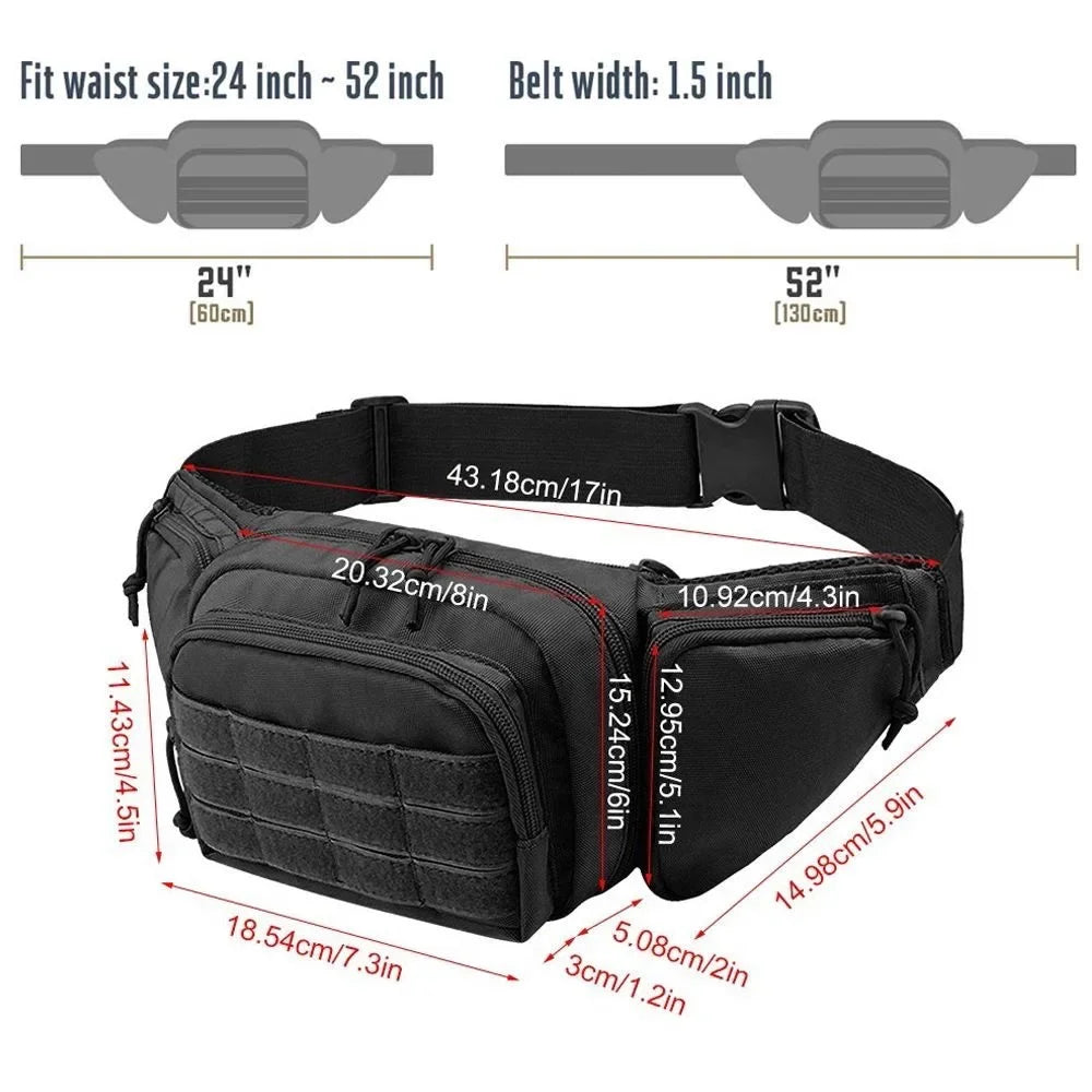 Marsupio Tattico Multifunzionale Unisex in Nylon Borsa a Tracolla per Escursionismo ad Alta Capacità