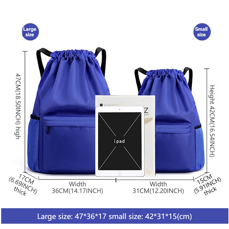 Borsa Sportiva Portatile Per Calcio In Tessuto Oxford A Tinta Unita Con Coulisse E Cinghie Regolabili Grande Capacità