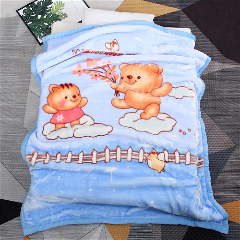Coperta Morbida Raschel 105x135 Per Bambini Fumetto Inverno Caldo Peluche Copriletto Trapunta