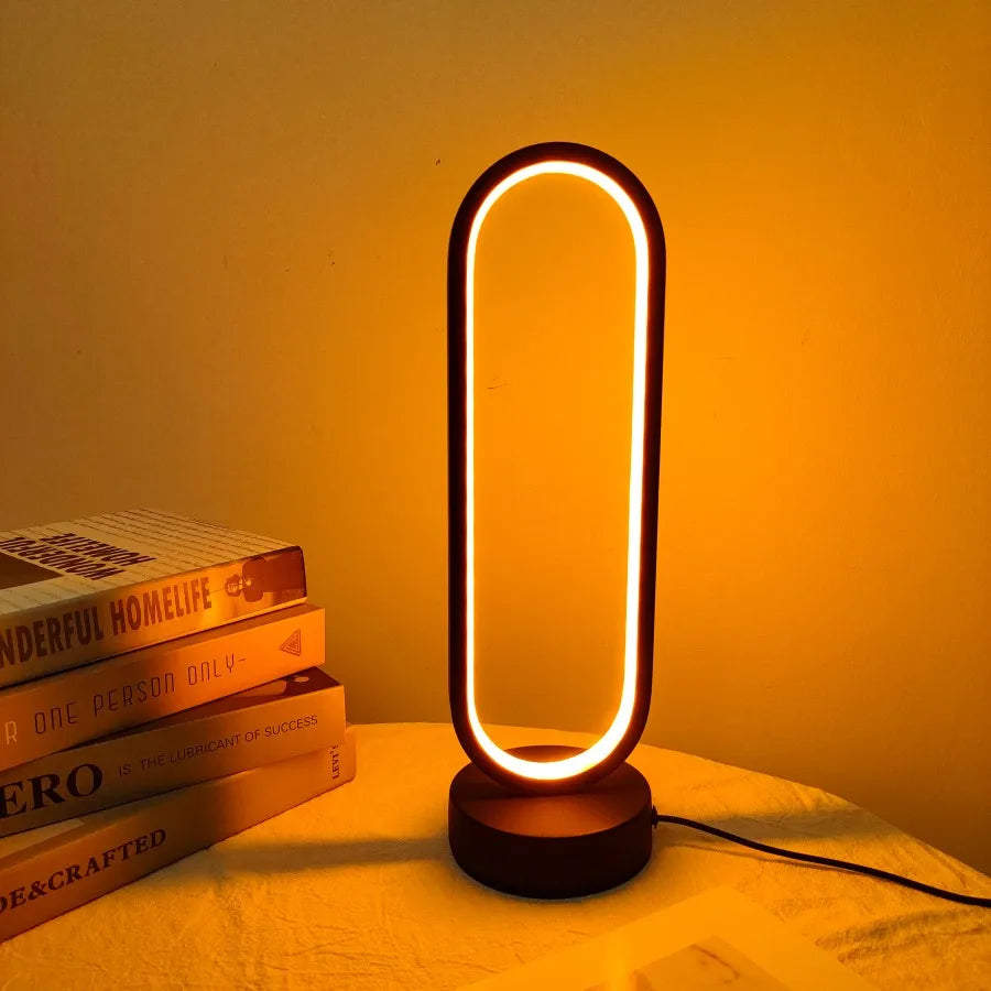 Lampada Ad Anello Dimmerabile Tre Colori Per Camera Da Letto E Soggiorno Comodino Luce Notturna A LED Nero