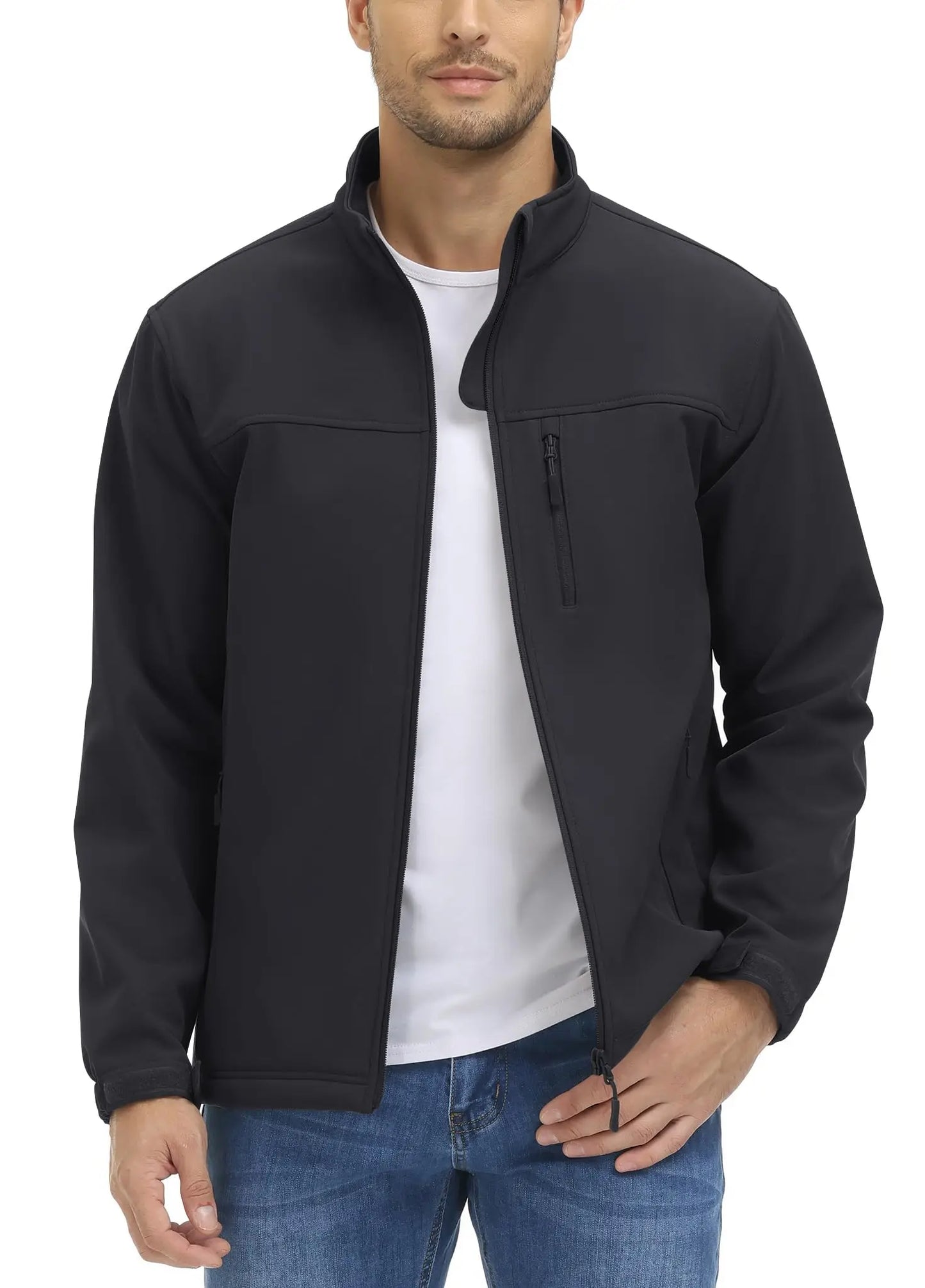 TACVASEN fodera in pile impermeabile giacca a vento giacche da lavoro invernali da uomo tasca con cerniera cappotti Casual capispalla con Zip intera top