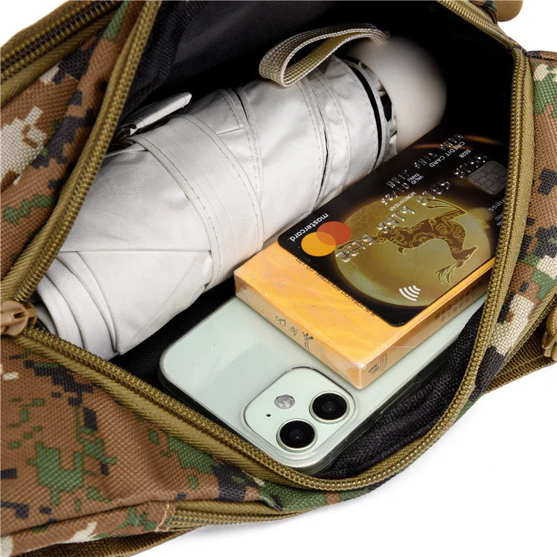 Nuovo Marsupio da Uomo Multistrato con Quattro Cerniere Borsa da Petto per Sport Outdoor e Tempo Libero
