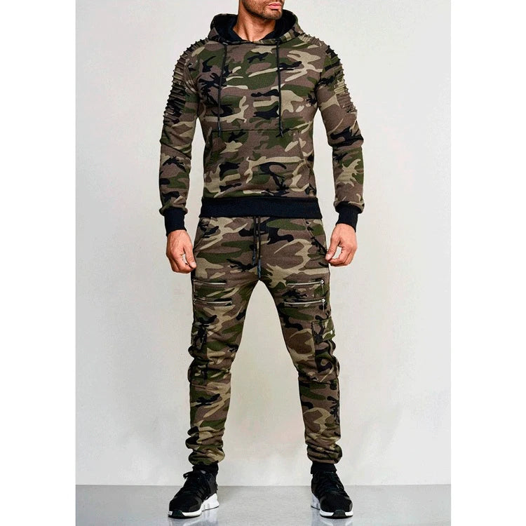 Set Abbigliamento Sportivo Da Uomo Due Pezzi Felpa Con Cappuccio Tattico Militare Pantaloni Traspirante Caldo Jogging