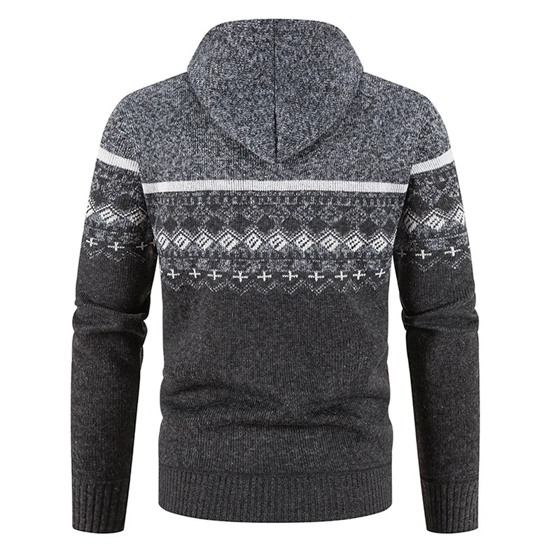 Maglione Invernale Da Uomo In Pile Con Cappuccio Cardigan Caldo Con Cerniera Lavorato A Maglia