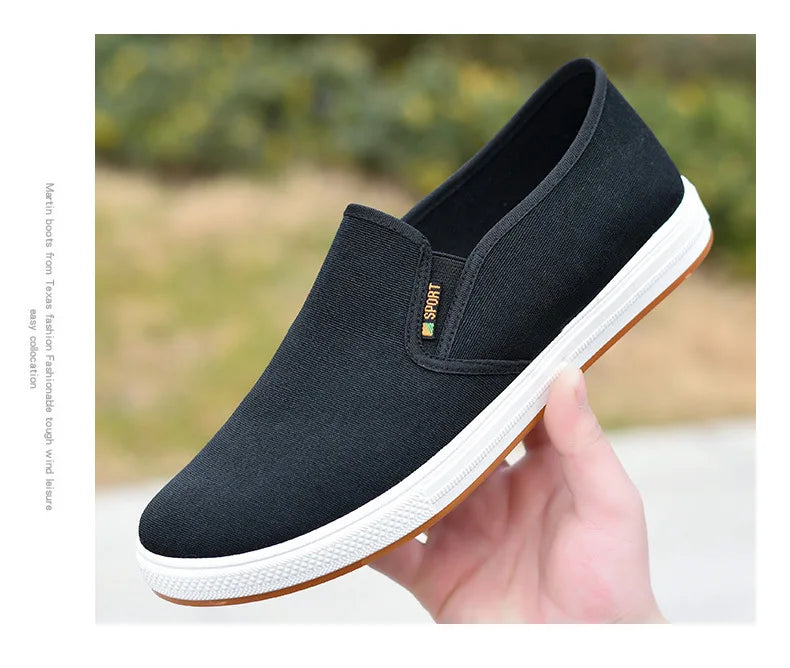 Scarpe Da Ginnastica In Tela Da Uomo Basse Leggere Vulcanizzate Slip On Casual Spedizione Gratuita A Prezzi Accessibili