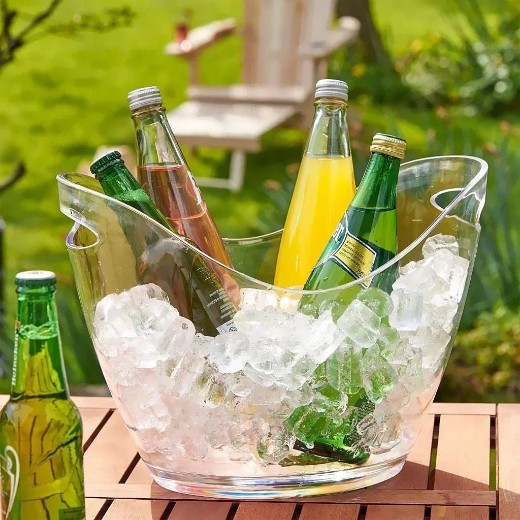 Secchiello Per Ghiaccio In Plastica Trasparente 4L E 8L Per Cubetti E Bottiglie Di Champagne Per Bar